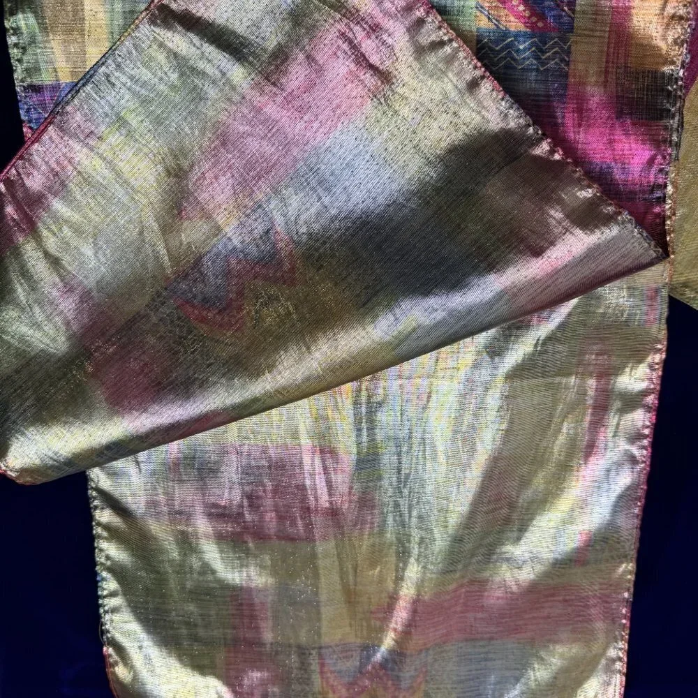 Vintage Multicolor Gold Metallic Scarf
